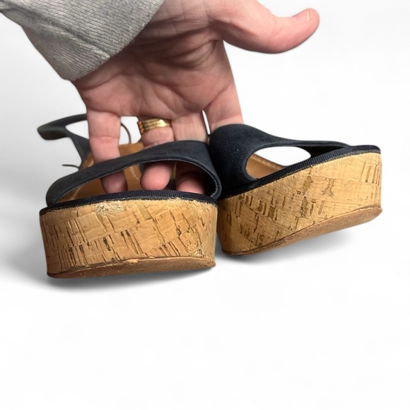 Diane von Furstenberg DVF Odelia Blue Suede Cork Open Toe Platform Sandals - 9 - Picture 7 of 13